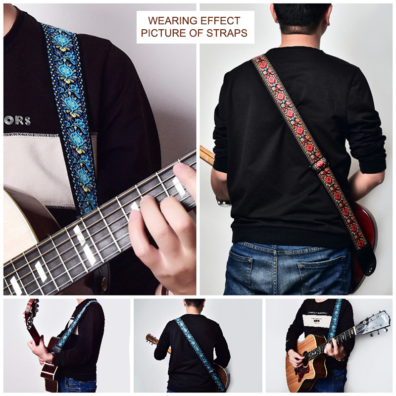 Embroidered Print Guitar Strap - Musical Instrument Sounds 评论和价格