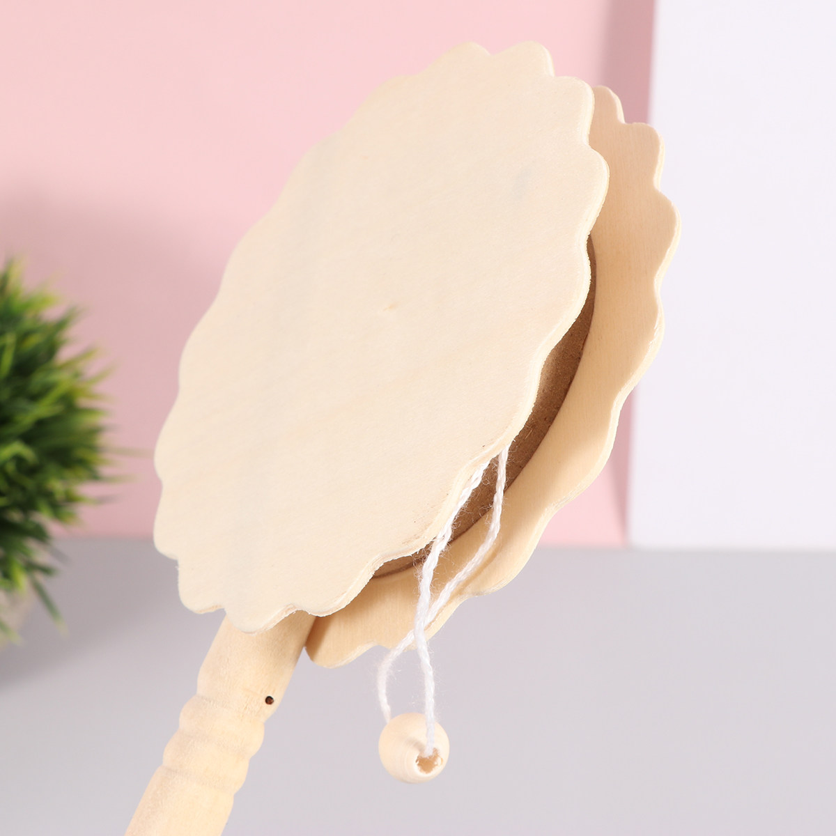 5Pcs A Drum Shaped Rattle Wood - Musical Instrument Diy For Kids 评论和价格