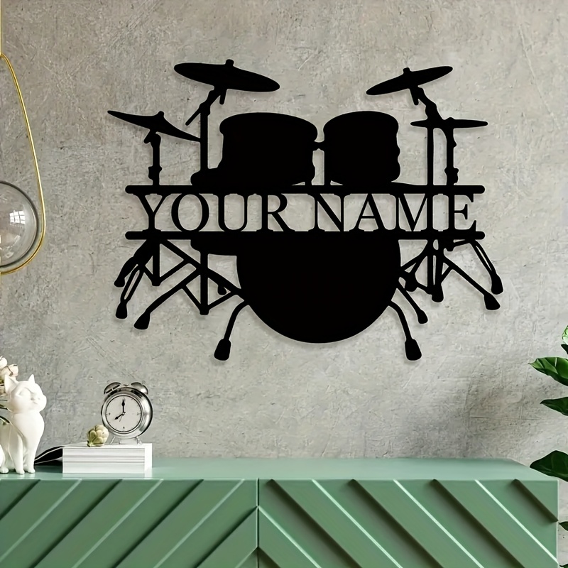 Custom Drum Set Metal Wall Art - Musical Instrument And Names 评论和价格