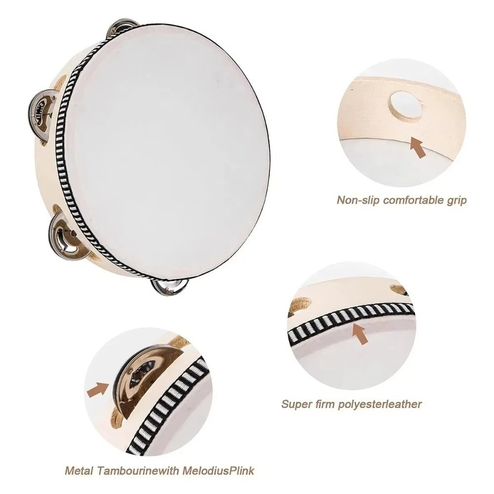 4/6/8/10 Inch Hand Held Drum W - Musical Instrument Tambourine 评论和价格