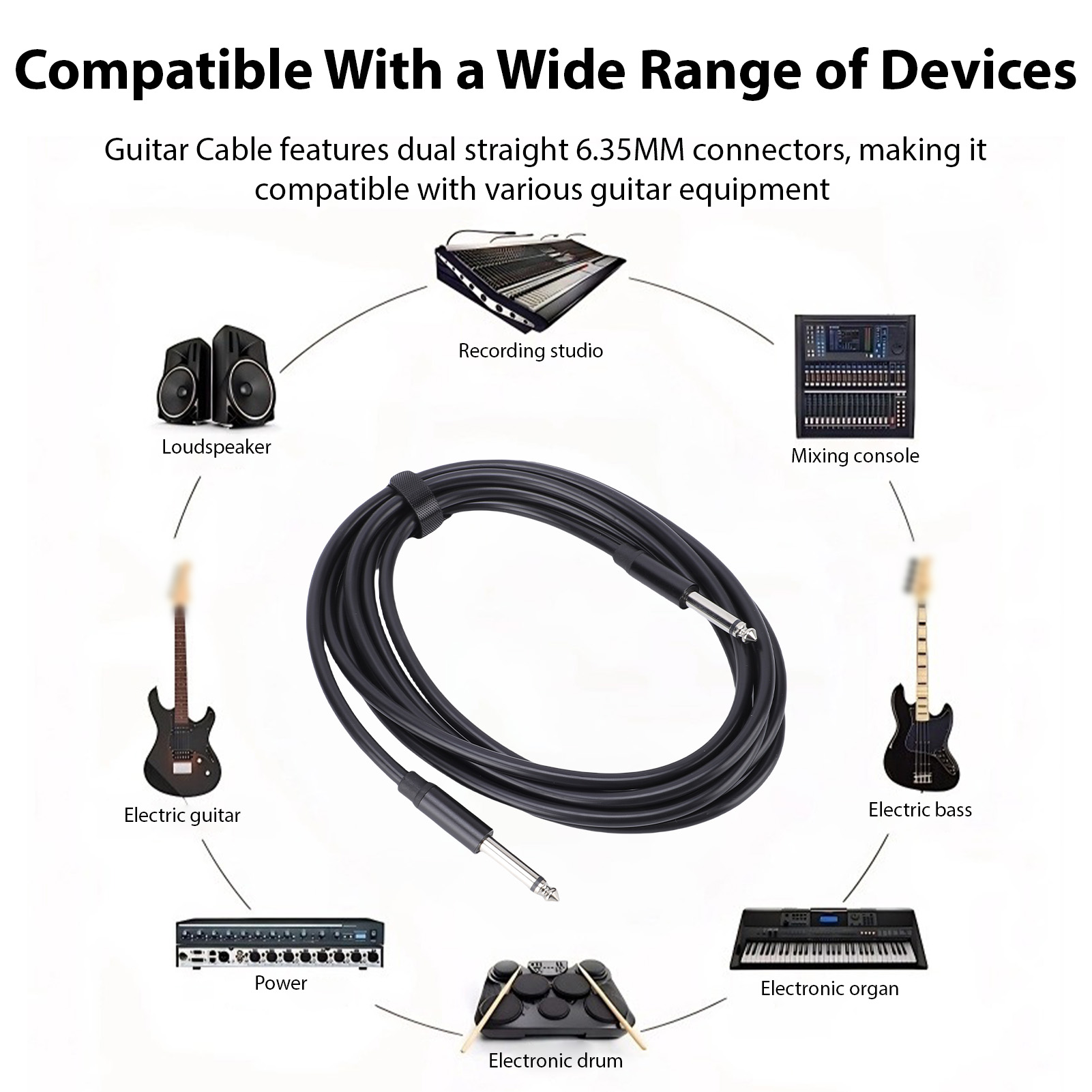 Guitar Cable 6.35mm Mono Sound - Musical Instrument Sounds 评论和价格