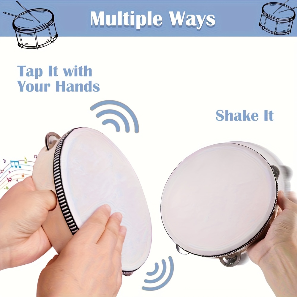 1/3pcs Wooden Tambourine 6/8/1 - Musical Instrument Tambourine 评论和价格